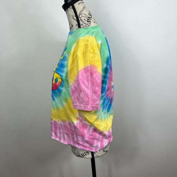 NWT Pink Floyd tie dye raw cut cropped short sleeve T-Shirt - Picture 8 of 8